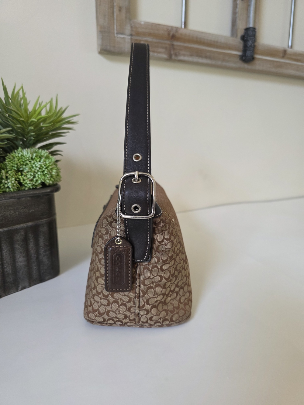 Coach Hamptons Soho Mini Signature Jacquard Baguette Shoulder Bag Y2k - Picture 4 of 12